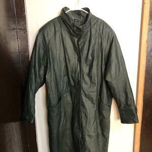 Suede Life Leather Green Trench Coat, Size XL